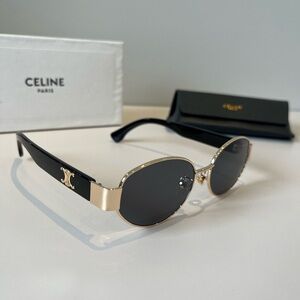 Celine Aviator Sunglasses Black Gold Modern Design